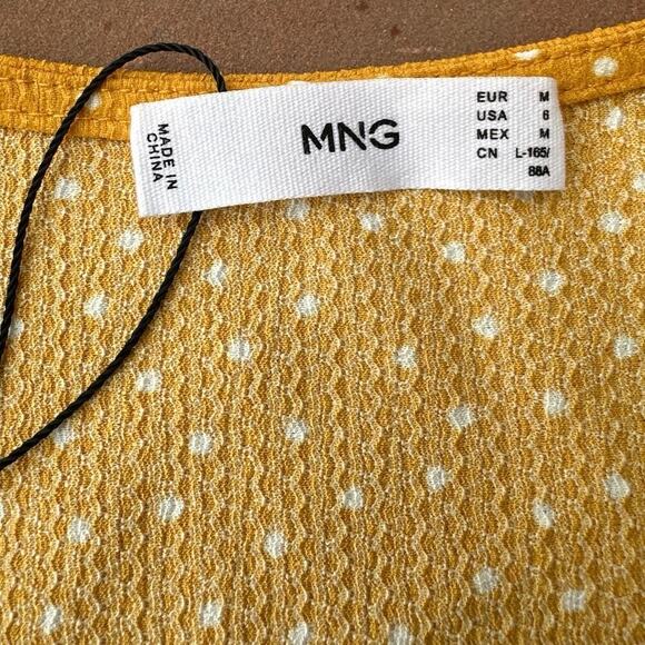 NWOT Women’s Mango MNG Yellow Polka Dot Bubble Short Sleeve Wrap Dress Size 6 - Picture 3 of 4